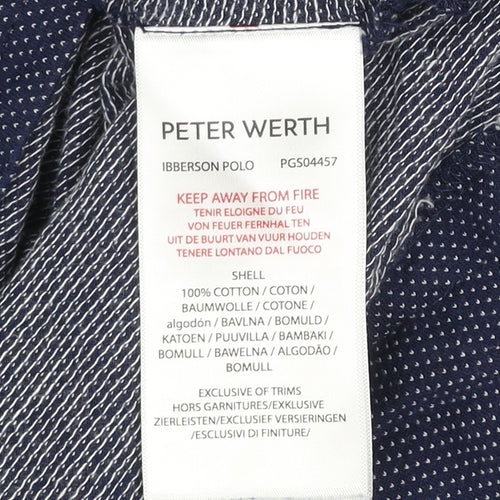 Peter Werth Men’s Blue Cotton Polo Shirt Size L Short Sleeve Casual