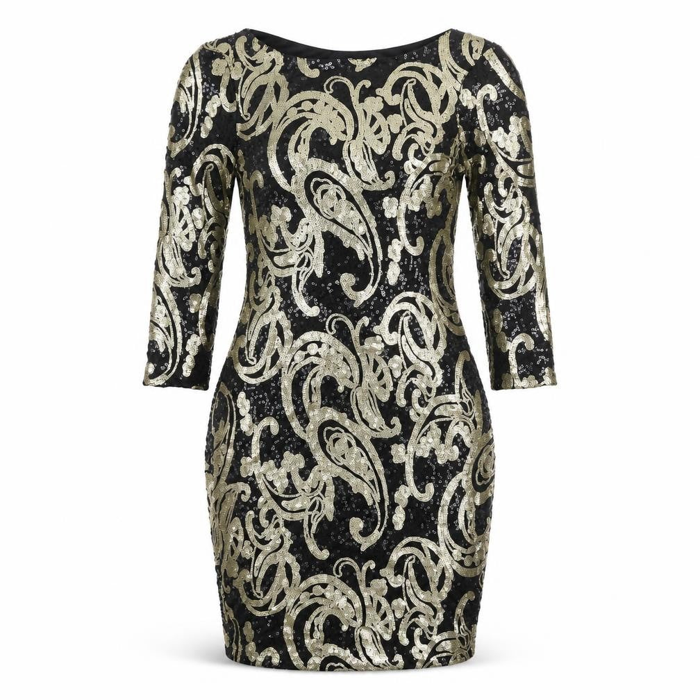 Topshop Women’s Black Sequin Bodycon Dress UK 10 Party Cocktail