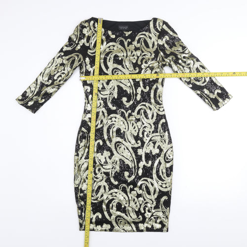 Topshop Women’s Black Sequin Bodycon Dress UK 10 Party Cocktail