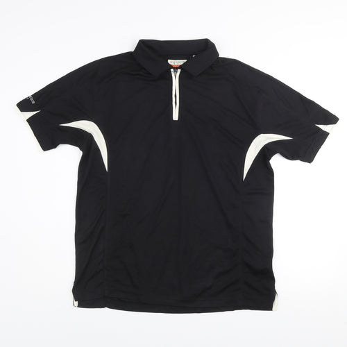 Glenmuir Men’s Black Golf Polo Shirt M Moisture Wicking Short Sleeve