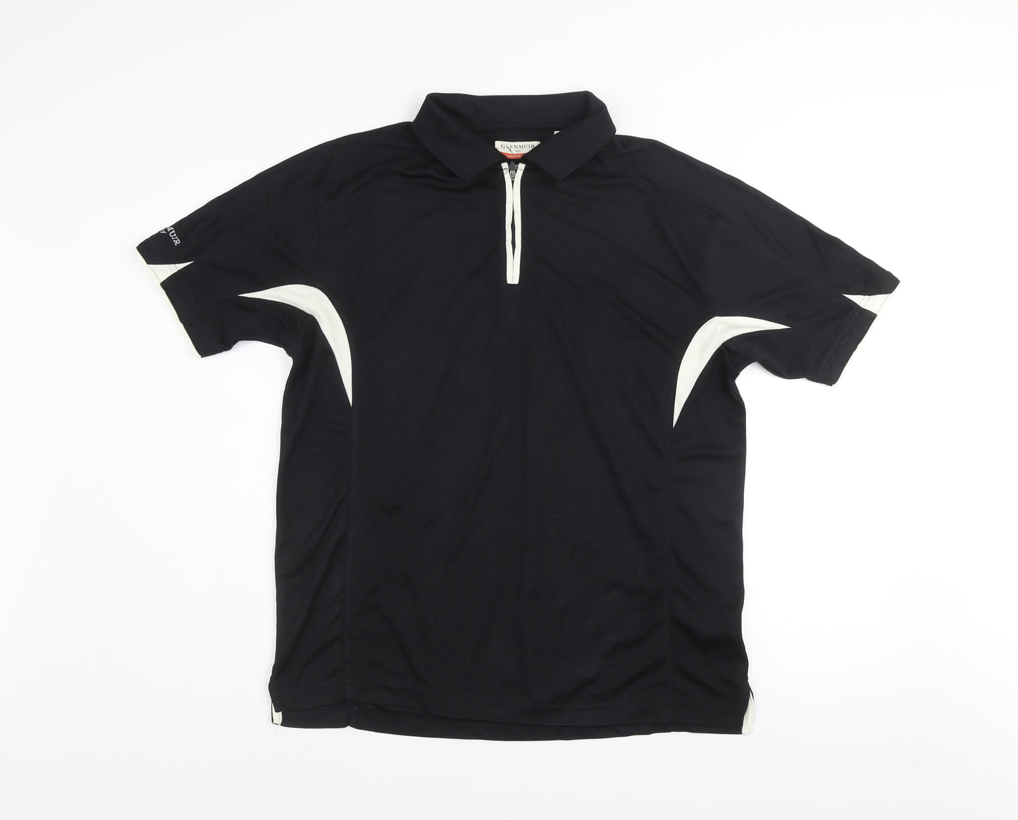 Glenmuir Men’s Black Golf Polo Shirt M Moisture Wicking Short Sleeve