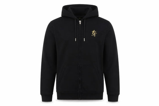 Front view of Gym King Men's Black Small Full Zip Hooded Activewear Jacket