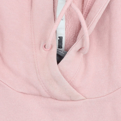 Puma Women Pink Pullover Hoodie Small Cotton Blend Logo Print