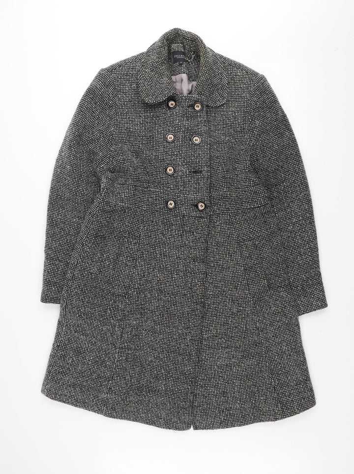 Debenhams Collection Women's Grey Wool Blend Double-Breasted Coat Size 12