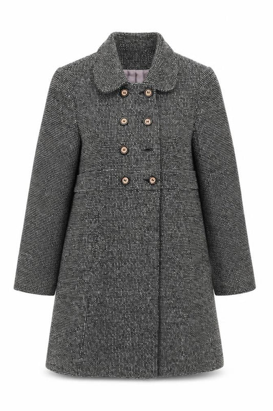 Front view of Debenhams Collection Women's Grey Wool Blend Double-Breasted Coat, size 12