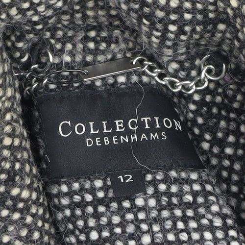 Debenhams Collection Women's Grey Wool Blend Double-Breasted Coat Size 12