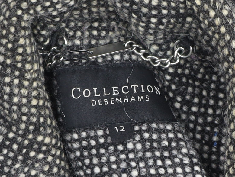 Debenhams Collection Women's Grey Wool Blend Double-Breasted Coat Size 12