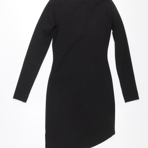 H&M Divided Women’s Black Bodycon Lace-Up V-Neck Dress Size 8