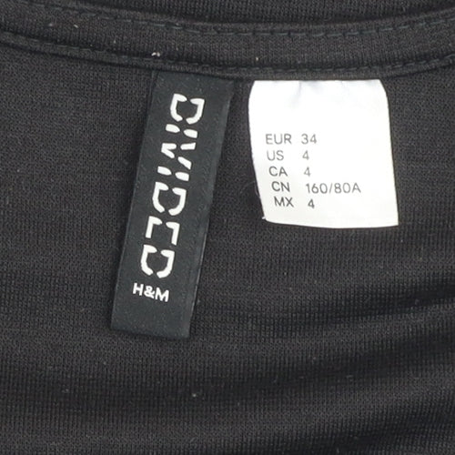 H&M Divided Women’s Black Bodycon Lace-Up V-Neck Dress Size 8