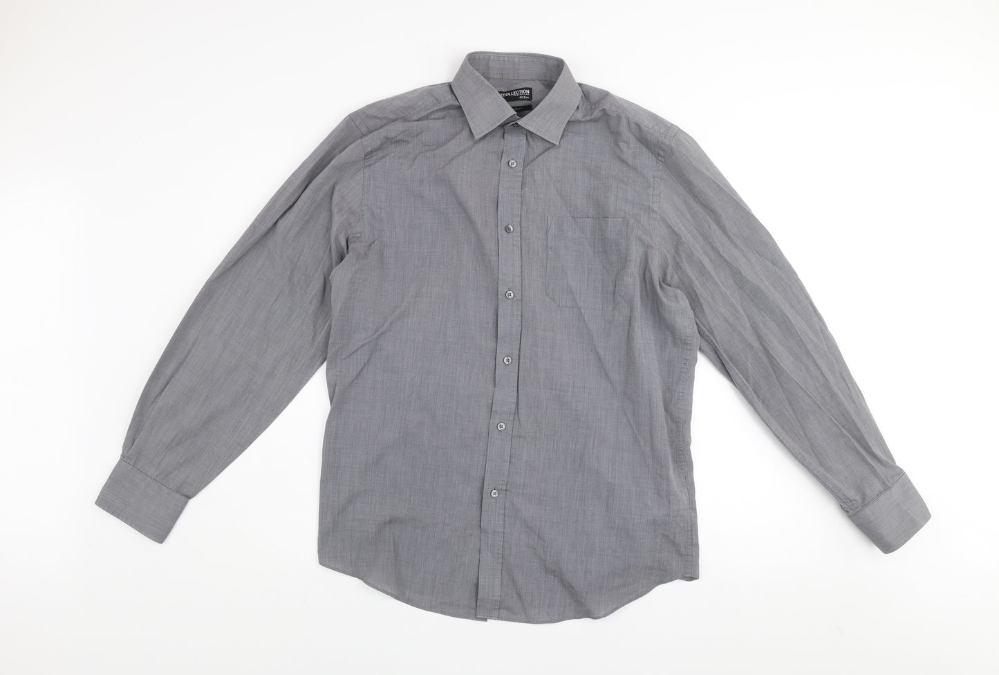 Debenhams Men’s Grey Tailored Fit Long Sleeve Button-Up Shirt Size 16
