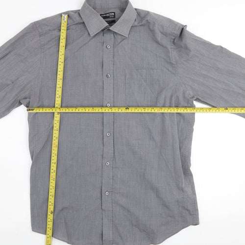 Debenhams Men’s Grey Tailored Fit Long Sleeve Button-Up Shirt Size 16