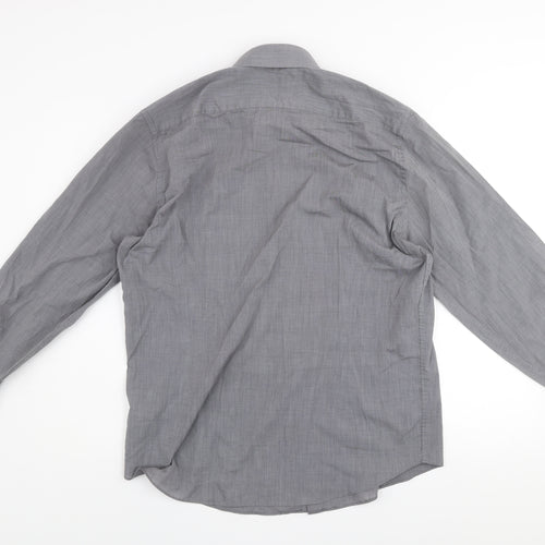 Debenhams Men’s Grey Tailored Fit Long Sleeve Button-Up Shirt Size 16