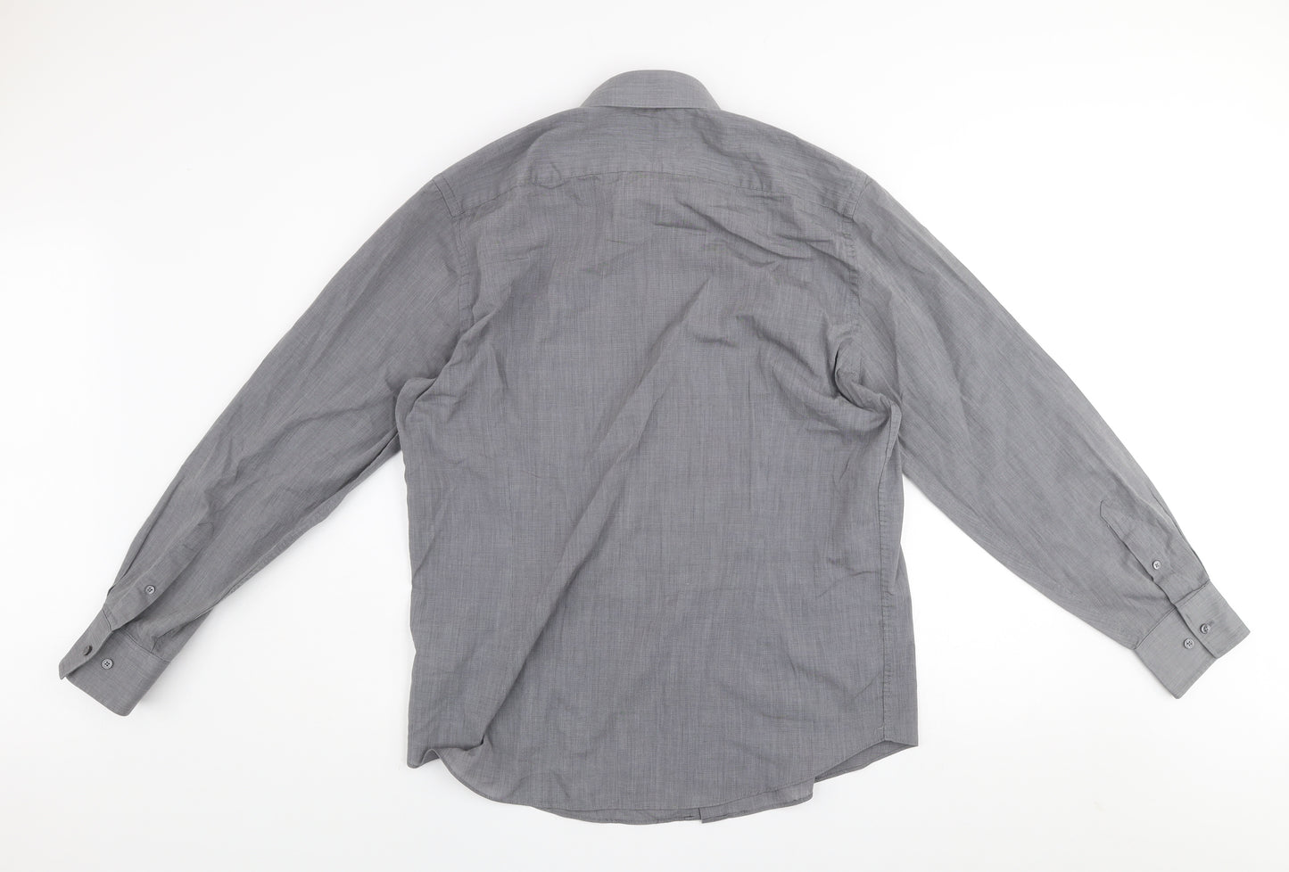 Debenhams Men’s Grey Tailored Fit Long Sleeve Button-Up Shirt Size 16