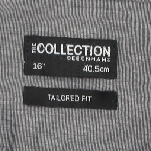 Debenhams Men’s Grey Tailored Fit Long Sleeve Button-Up Shirt Size 16