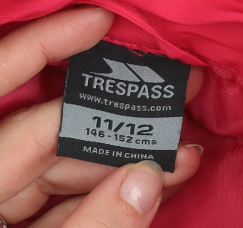 Trespass Girls Pink Puffer Waistcoat 11-12 Years Quilted Sleeveless Gilet
