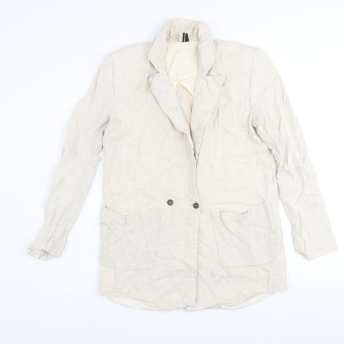 Topshop Women’s Beige Linen Blazer Jacket UK 8 Classic Style
