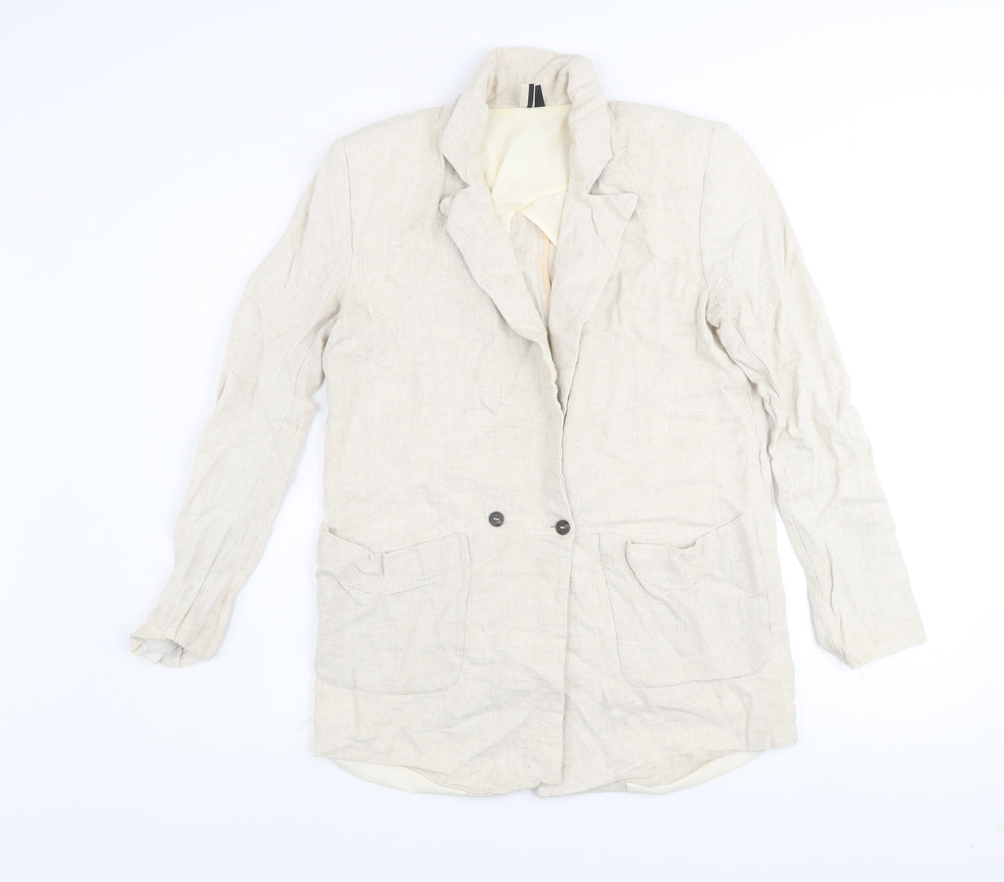 Topshop Women’s Beige Linen Blazer Jacket UK 8 Classic Style