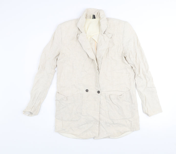 Topshop Women’s Beige Linen Blazer Jacket UK 8 Classic Style