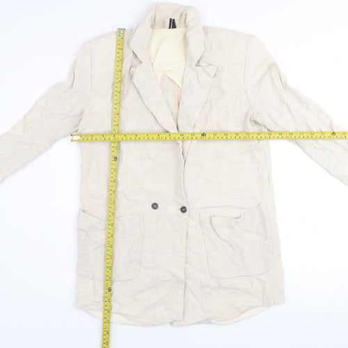 Topshop Women’s Beige Linen Blazer Jacket UK 8 Classic Style