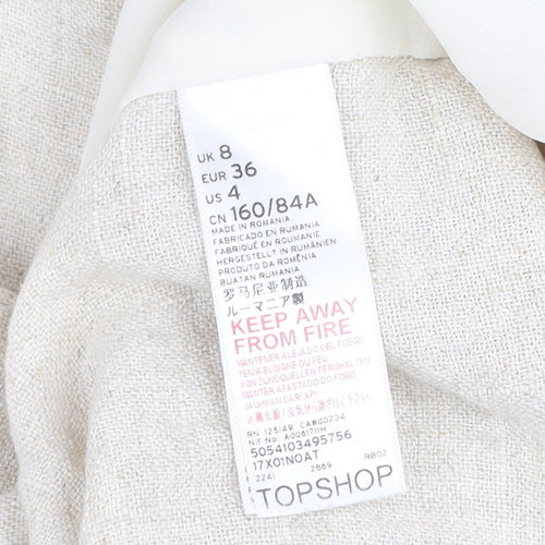 Topshop Women’s Beige Linen Blazer Jacket UK 8 Classic Style