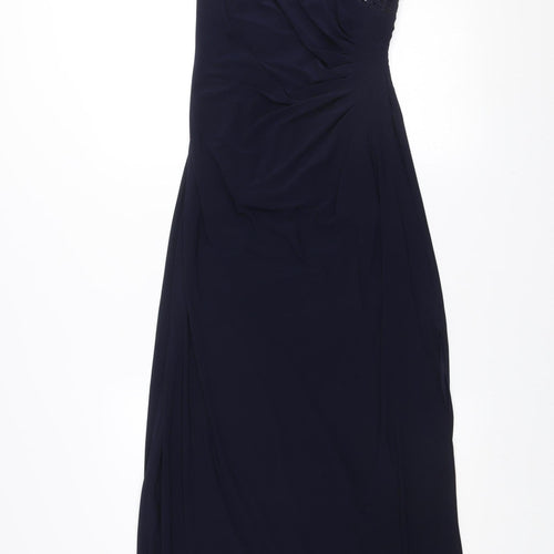 R&M Richards Women's Blue Sleeveless Sheath Long Dress Size 8