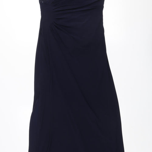 R&M Richards Women's Blue Sleeveless Sheath Long Dress Size 8