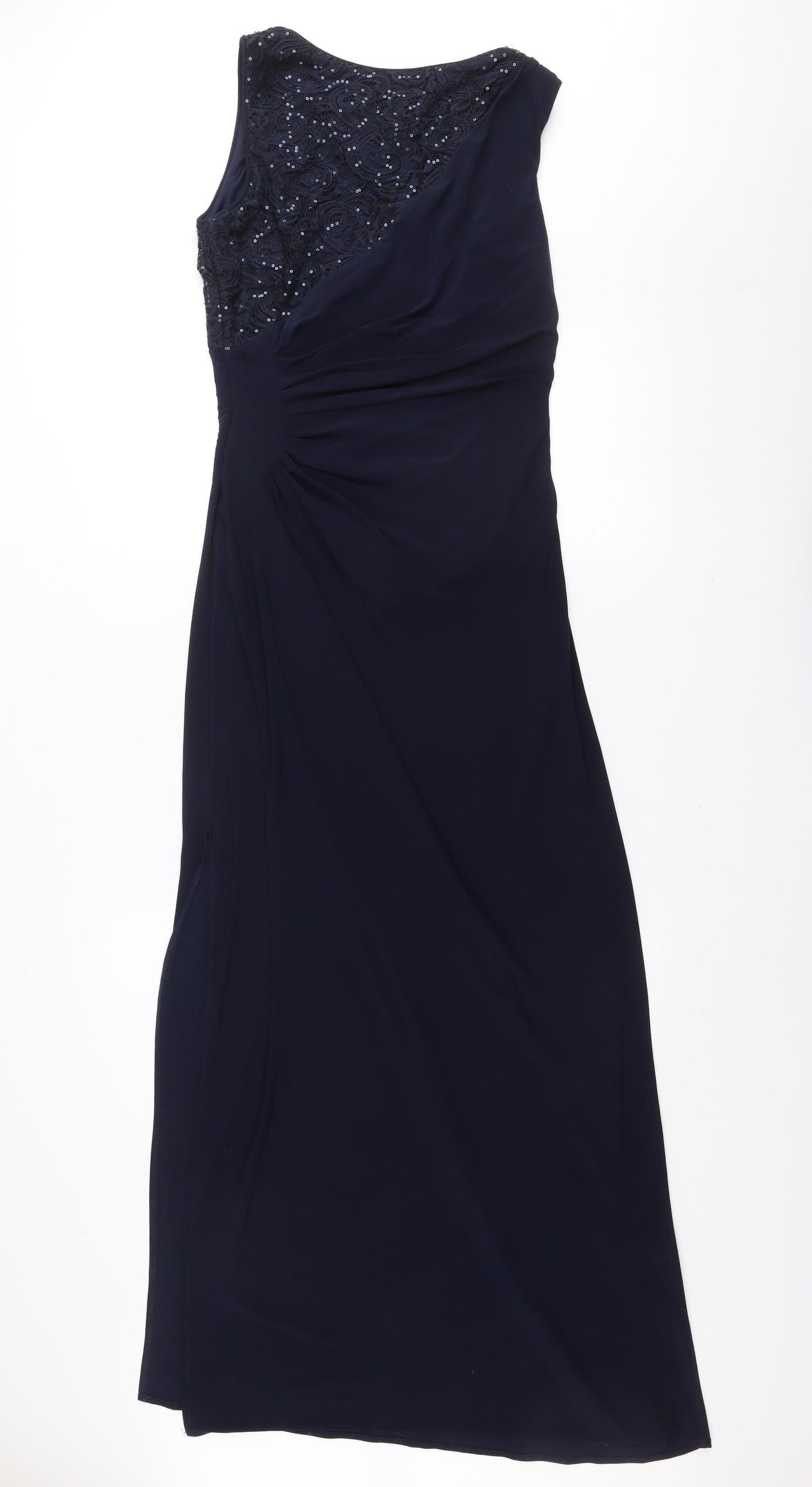 R&M Richards Women's Blue Sleeveless Sheath Long Dress Size 8