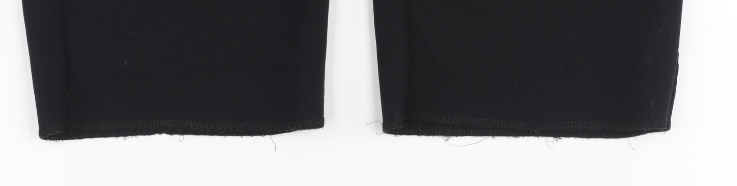 Savida Women Black Size 14 Straight Leg Trousers Polyester Blend