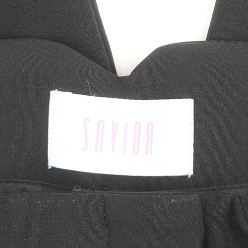 Savida Women Black Size 14 Straight Leg Trousers Polyester Blend