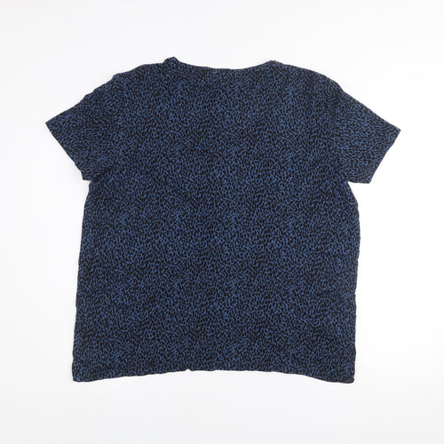 b.young Women Blue & Black Animal Print Viscose T-Shirt XL