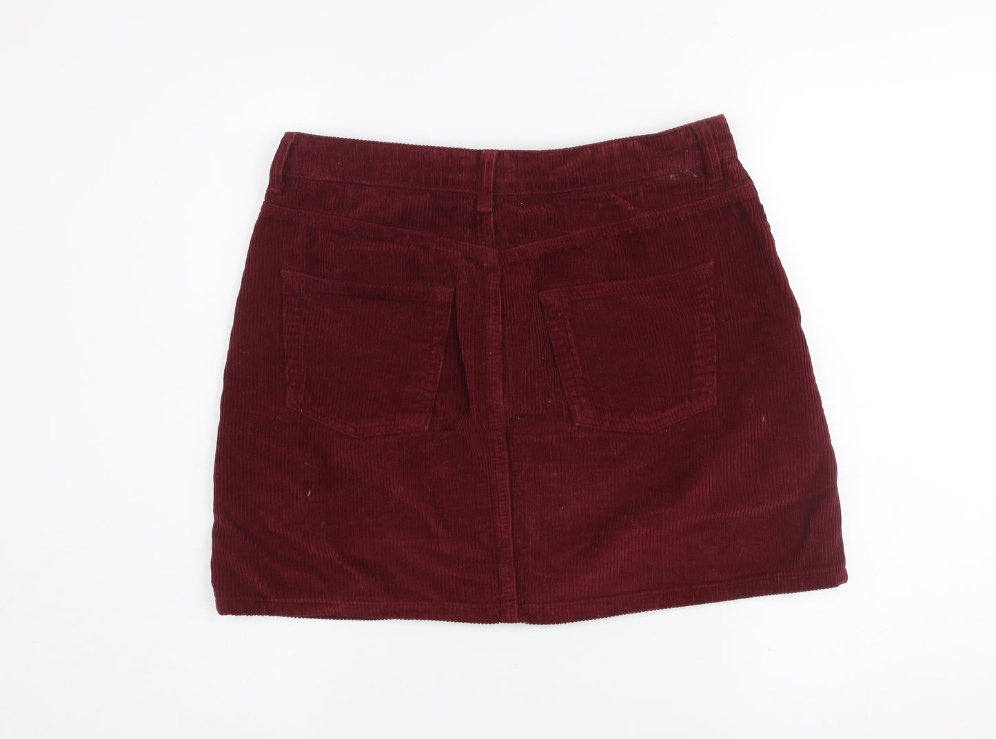Topshop Womens Red Corduroy Mini Skirt Size 12 Straight Fit