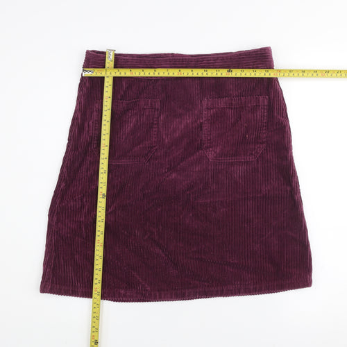 Marks and Spencer Women’s Purple Corduroy A-Line Skirt UK 12 Knee Length