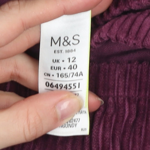 Marks and Spencer Women’s Purple Corduroy A-Line Skirt UK 12 Knee Length