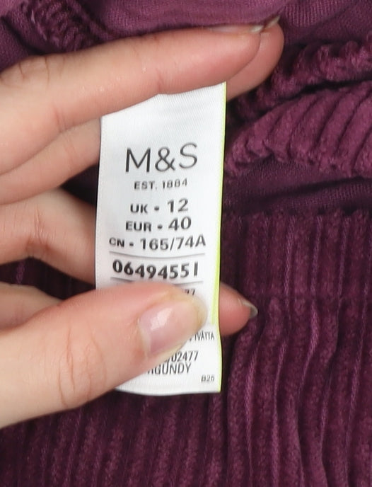 Marks and Spencer Women’s Purple Corduroy A-Line Skirt UK 12 Knee Length
