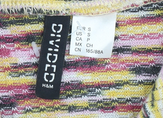 H&M Divided Women’s Multicoloured Cropped Long Sleeve Zip T-Shirt Size S