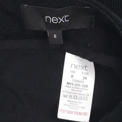 Next Women’s Black Corduroy Mini Skirt Size 6 High Waist