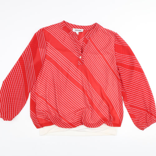 Gerard Womens Red Striped Tunic Blouse Size 14 Long Sleeve