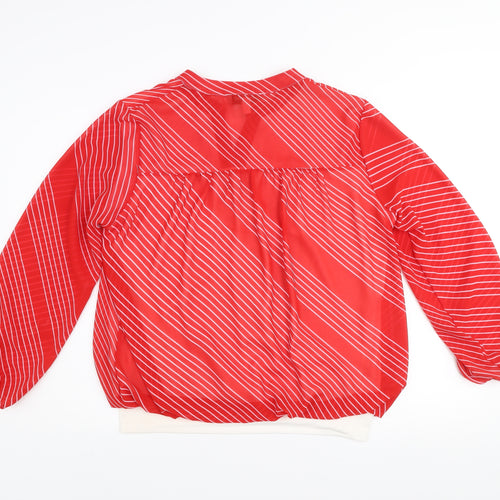 Gerard Womens Red Striped Tunic Blouse Size 14 Long Sleeve