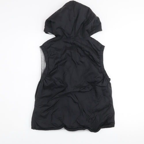 Etam Women’s Black Hooded Waistcoat Size 10 Nylon Zip Vest