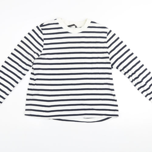 Dunnes Women Navy White Striped Cotton Pullover Sweatshirt M