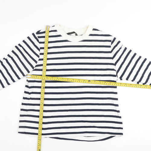 Dunnes Women Navy White Striped Cotton Pullover Sweatshirt M