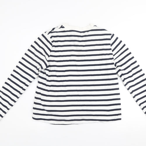 Dunnes Women Navy White Striped Cotton Pullover Sweatshirt M