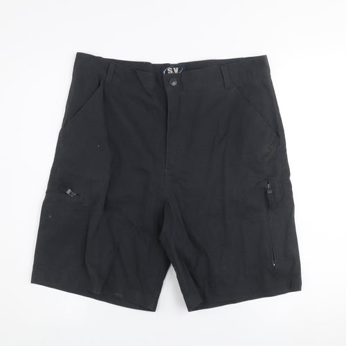 S.V Mens Black Cargo Shorts Size 42 Cotton Blend Casual Workwear