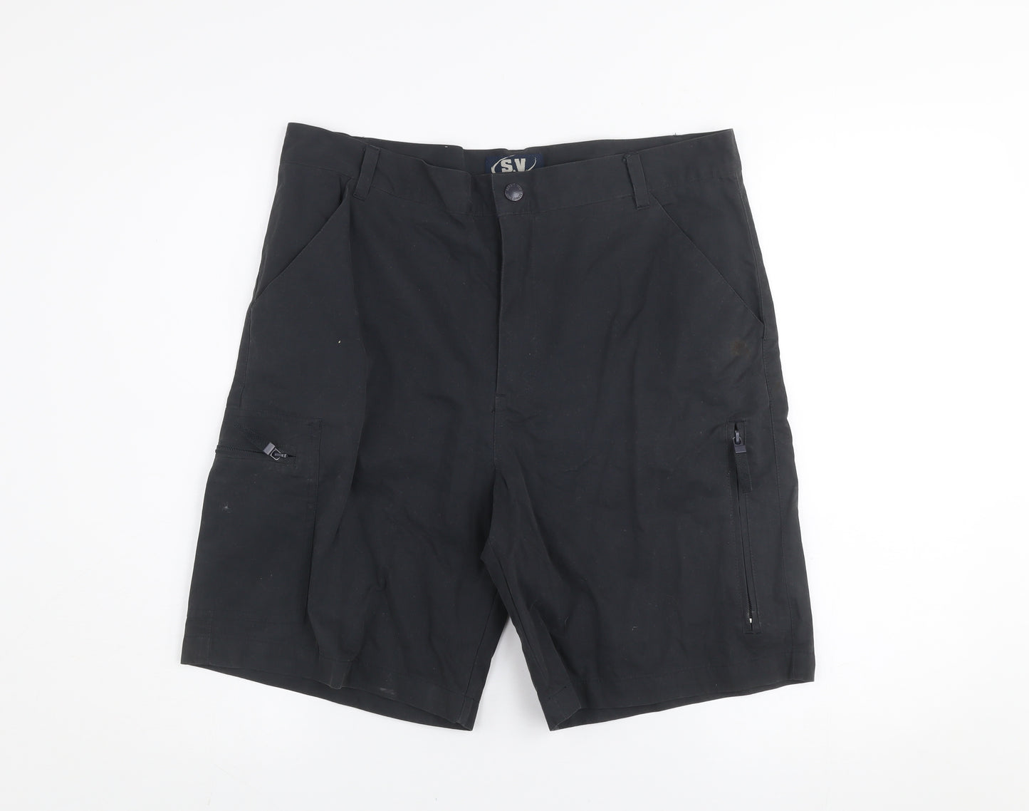 S.V Mens Black Cargo Shorts Size 42 Cotton Blend Casual Workwear