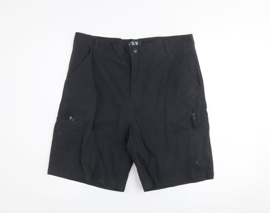 S.V Mens Black Cargo Shorts Size 42 Cotton Blend Casual Workwear