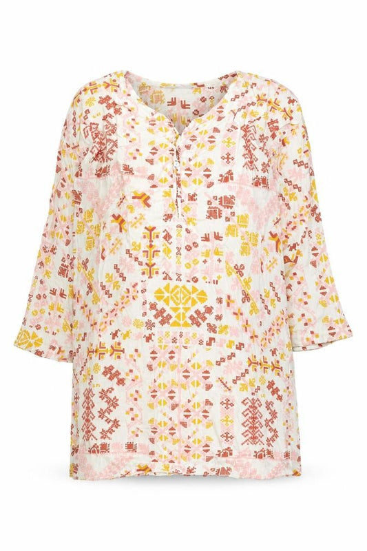 Front view of Khaadi Women’s Multicoloured Geometric Shift Dress, size UK 12