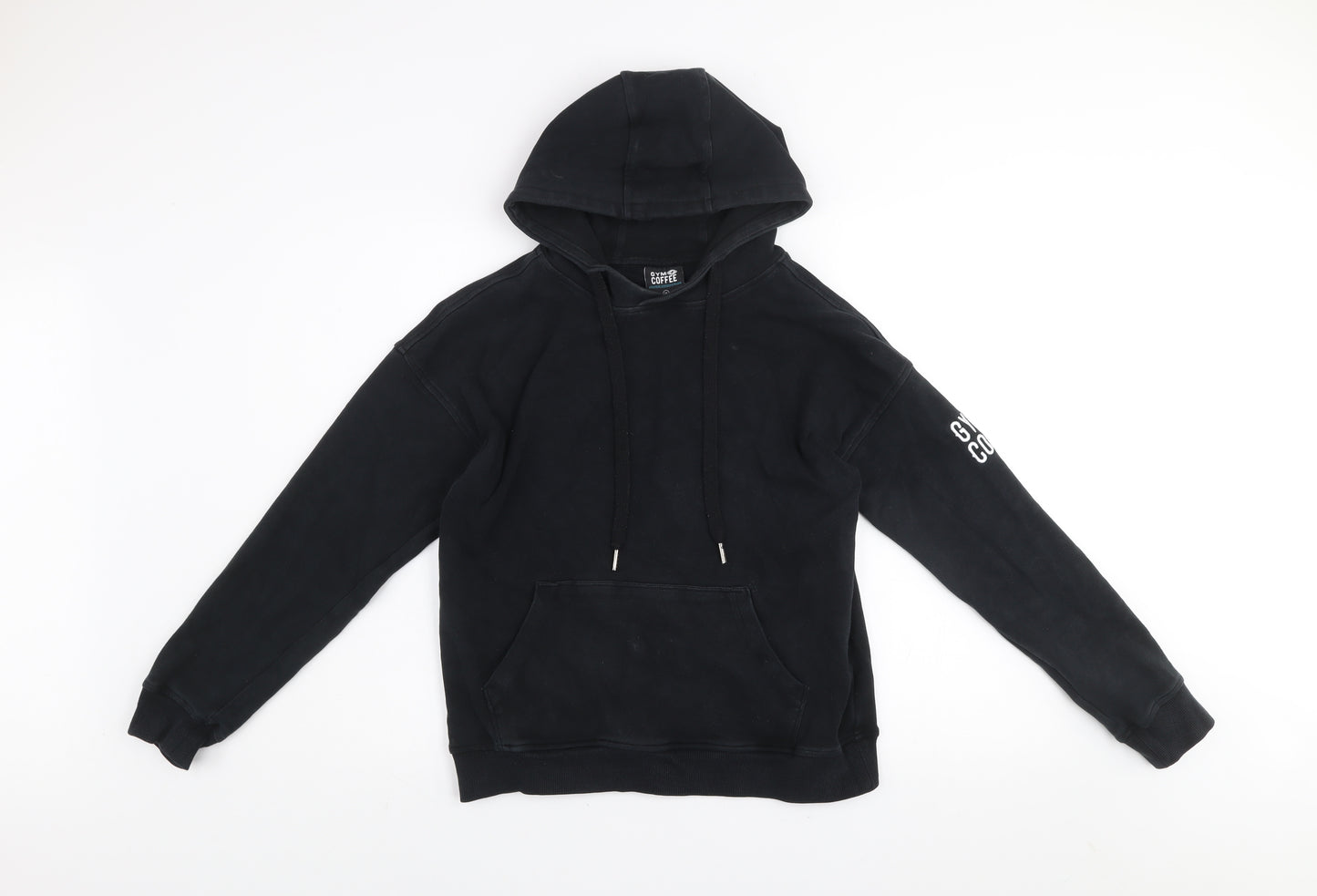 Gym+Coffee Women's Black Hoodie Medium Pullover Cotton Athleisure