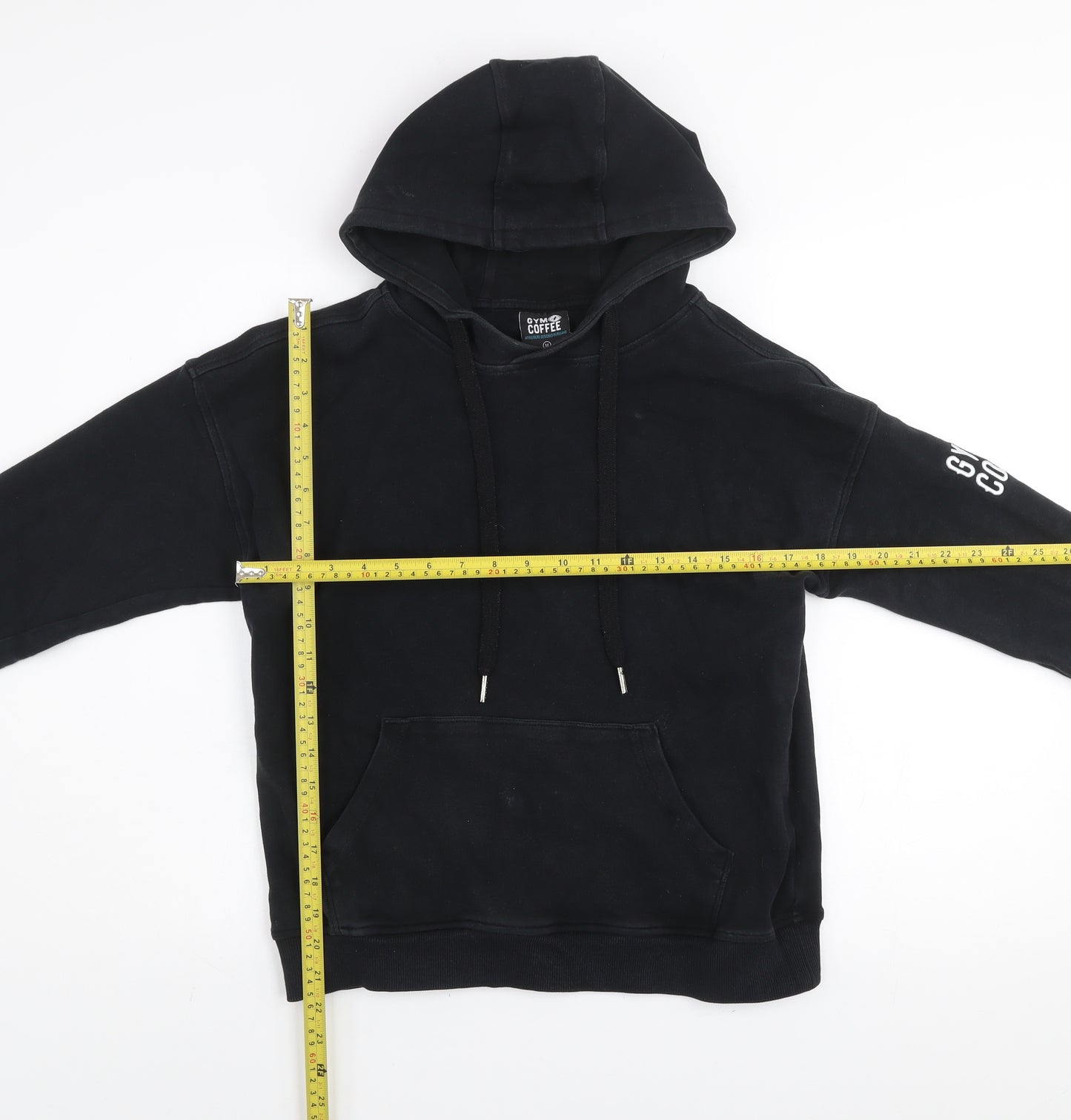 Gym+Coffee Women's Black Hoodie Medium Pullover Cotton Athleisure