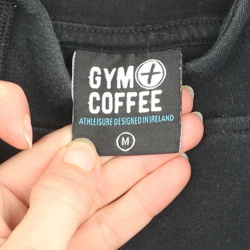 Gym+Coffee Women's Black Hoodie Medium Pullover Cotton Athleisure