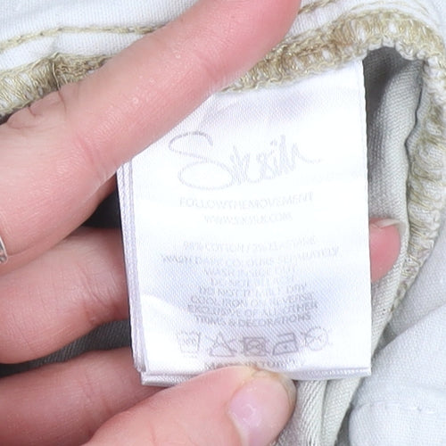 SIKSILK Men's Beige Camouflage Slim Tapered Jeans Size L